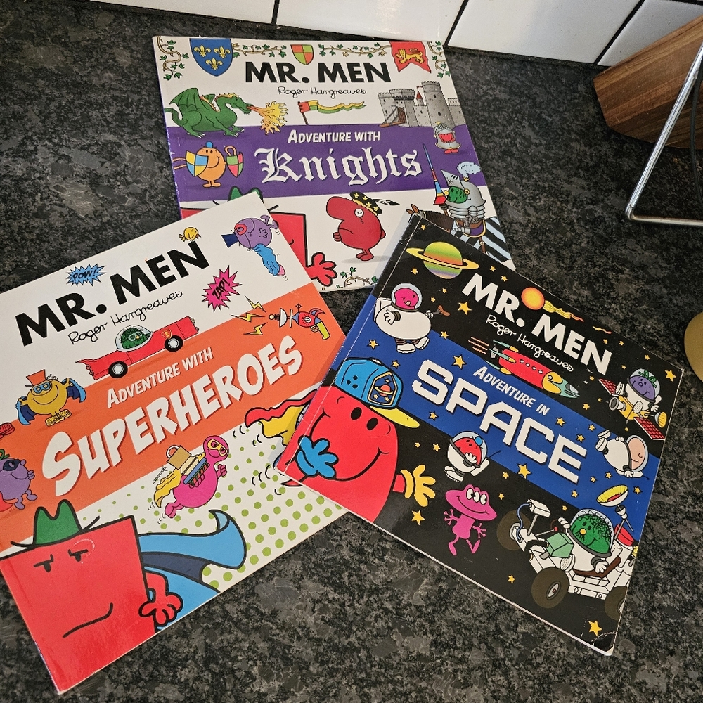 Mr. Men Adventures Books Super Heroes Space Knights Lot Of 3 Roger Hargreaves